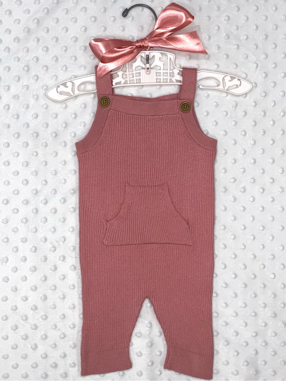 Homegrown by Gymboree Baby Girls Rose Pink Rib Knit Overalls Size 0-3 Months